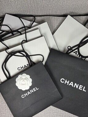 Lot of 7 Black & White Chanel Shopping Gift Bags